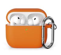KOKOKA Silicone Case Compatible with Airpods Pro 3 2025 Case Cover, Front LED Visible, Soft Silicone Full Body Protective Shockproof Case for AirPods Pro 3rd Generation with Carabiner, Orange