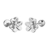 Kokoma 20g Tiny Clover Stud Earrings for Women, Cubic Zirconia Shamrock Irish Cartilage Earrings Screw Back Tragus Studs Piercing Barbell St Patricks Day Jewelry, 20 Gauge, Stainless Steel, No