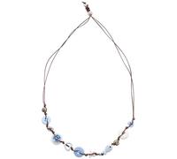 Kokoma Bohemian Beach Little Fish Heart Button Necklace for Women Light Blue and White Buttons Choker Necklace Fashion Jewelry for Holiday Party