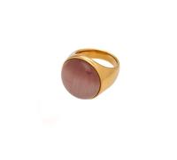 Kokoma Cat Eye Stone Ring for Women Geometric Circle Round Statement Ring Stainless Steel Rings Eternity Promise Engagement Wedding Fashion Jewelry, Stainless Steel, No Gemstone