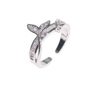 Kokoma Chic Mermaid Tail Open Statement Ring for Women CZ Crystal Leaf Stacking Ring Promise Rings Engagement Wedding Band Dainty Jewelry