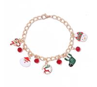 Kokoma Christmas Charm Bracelet for Women Adjustable Chain Santa Snowman Reindeer Bell Stocking Pendant Link Chain with Cubic Zirconia Charms Holiday Christmas Fashion Jewelry