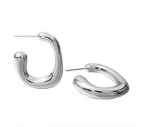 Kokoma Chunky Hoop Earrings for Women Minimalist Half Hoops Stud Statement Earrings Dangle Stainless Steel Fashion Ear Jewelry, 24.8 Millimeters, Stainless Steel, No Gemstone