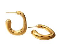 Kokoma Chunky Hoop Earrings for Women Minimalist Half Hoops Stud Statement Earrings Dangle Stainless Steel Fashion Ear Jewelry, 24.8 Millimeters, Stainless Steel, No Gemstone