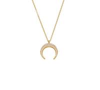 Kokoma Dainty Crescent Moon Pendant Necklace for Women, Gold-Tone Stainless Steel Crystal Zircon Moon Choker Stackable Chain Elegant Jewelry