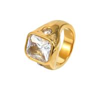 Kokoma Geometric Square Ring for Women Cubic Zirconia Statement Ring Stainless Steel Rings Eternity Promise Engagement Wedding Fashion Jewelry, Stainless Steel, No Gemstone