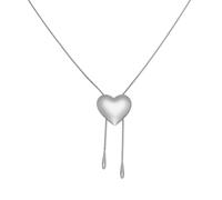 Kokoma Heart Necklace for Women Stainless Steel Love Link Chain Adjustable Pull-out Stacking Choker Necklace Suit Coat Clothes Sweater Fashion Jewelry Daily Wear, Adjustable, Stainless Steel, No
