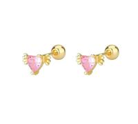 Kokoma Heart with Angle Wing Helix Stud Earrings for Women Cubic Zirconia Candy Tragus Studs Tiny Screw Back Cartilage Earrings Piercing Ear Jewelry, S, Copper, No Gemstone