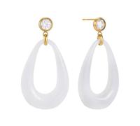 Kokoma Hollow Teardrop Dangle Earrings for Women Cubic Zirconia Resin Water Drop Dangling Elegant Earrings Fashion Ear Jewelry Accessory, S, Stainless Steel Resin, No Gemstone