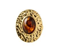 Kokoma Oval Ring for Women Hammered Stainless Steel Amber Resin Ringg