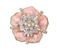 Kokoma Pink Gardenia Brooch for Women Rhinestone CZ Flower Lapel Pins Banquet Corsage Badge Brooches Pin Clothing Accessories for Lady
