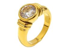 Kokoma Round Cubic Zirconia Ring for Women Geometric Circle Round CZ Ring Stainless Steel Rings Promise Engagement Wedding Fashion Jewelry, Stainless Steel, No Gemstone