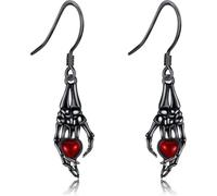 Kokoma Skull Hand Holding Heart Dangle Earrings for Women Gothic Horror Halloween Earrings Spooky Costume Party Fashion Ear Jewelry