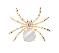Kokoma Spider Brooch Pin for Women Cat Eye Stone Cubic Zircon Animal Lapel Pin Corsage Badge Fashion Halloween Jewelry for Clothes Jacket Dress Suit