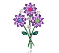 Kokoma Sunflower Bouquet Brooch Pin for Women Cubic Zirconia Floral Lapel Pin Elegant Corsage Badge Fashion Jewelry Accessory for Suit Cloth Dress