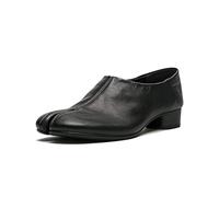 KOKOMOMO Black Split Toe Tabi Shoe Women Cylindrical Low Heels Penny Loafers Chunky Slip-On Japanese Ninja Cosplay Casual Office Dressy Shoes, Black, 8 UK