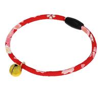 Kokoneko Honpo Cat Collar, Safety Safety with Bell, Japanese Pattern, Lightweight, Adjustable, Made in Japan, Handmade (Spring Full Bloom,Red)