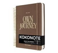 Kokonote A5 Academic Diary 2026-2027 Page a Day - Bitter Mocha | Back to School Planner 2026-2027, Mid Year Diary 2026 2027 Day per Page, A5 Planner | Aesthetic Stationery Gifts
