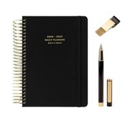 Kokonote Back to Black - A5 Academic Diary 2026-2027 Page a Day + Ballpoint Pen + Pen Holder Clip