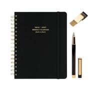 Kokonote Back to Black - Academic Diary 2026-2027 Week to View + Ballpoint Pen + Pen Holder Clip