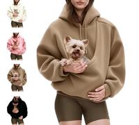 Kokopaws Pet Carrier Hoodie - Hands-Free Dog & Cat Sling with Secure Pocket, Ultra-Soft Fleece for Warmth (Khaki,X-Large)