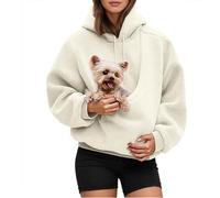 Kokopaws Pet Carrier Hoodie, Super Soft and Warm Plush, Unisex, Removable,Suitable for Fall and Winter (White,Medium)