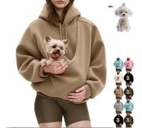 Kokopaws Pet Sling Hoodie, Koko Paws Pet Hoodie Carrier Warm Soft Fleece Unisex Kangaroo Pocket for Autumn & Winter (Khaki,L)