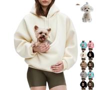 Kokopaws Pet Sling Hoodie, Koko Paws Pet Hoodie Carrier Warm Soft Fleece Unisex Kangaroo Pocket for Autumn & Winter (White,L)