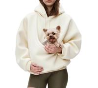 Kokopaws Pet Sling Hoodie-Koko Paws Pet Hoodie Carrier Warm Soft Fleece Unisex Kangaroo Pocket for Autumn and Winter (White,L)