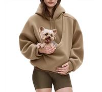Kokopaws Pet Sling Hoodie,Oversized Sweatshirt With Pocket Front Carry Pouch,Fleece Soft Fabric for Autumn & Winter (UK, Alpha, S, Regular, Regular, Khaki)