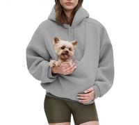 Kokopaws Pet Sling Hoodie,Oversized Sweatshirt With Pocket Front Carry Pouch,Fleece Soft Fabric for Autumn & Winter (UK, Alpha, S, Regular, Regular, Gray)