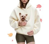 Kokopaws Pet Sling Hoodie - Ultra-Soft Warm Autumn Carrier Warm Soft Fleece Unisex Kangaroo Pocket for 2-15 Lbs Pet (White,L)