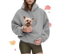 Kokopaws Pet Sling Hoodie - Ultra-Soft Warm Autumn Carrier Warm Soft Fleece Unisex Kangaroo Pocket for 2-15 Lbs Pet (Light Gray,M)
