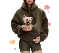 Kokopaws Pet Sling Hoodie - Ultra-Soft Warm Autumn Carrier Warm Soft Fleece Unisex Kangaroo Pocket for 2-15 Lbs Pet (Brown,L)