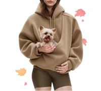 Kokopaws Pet Sling Hoodie - Ultra-Soft Warm Autumn Carrier Warm Soft Fleece Unisex Kangaroo Pocket for 2-15 Lbs Pet (Khaki,XL)