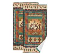 Kokopelli Hand Towels for Bathroom Set of 2 Soft Absorbent Southwestern Native American Indian Ancient Ethnic Tribal Kitchen Towel Decorative Bathroom Towels for Guest Shower Face Hair Gym 14"x28"