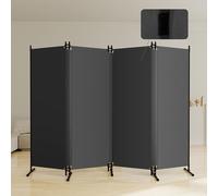 Kokorona 4 Panel Room Divider, 5.8FT Tall Folding Privacy Screen Wall Dividers with Light Blocking, Freestanding Partition for Room Separation, Portable Room Divider, W 247 x H 178 cm, Grey