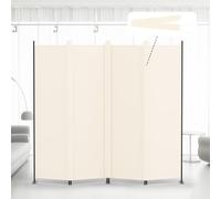 Kokorona 4 Panel Room Divider, 6FT Tall Folding Privacy Screen Wall Dividers, Portable Privacy Screen Freestanding Room Divider for Room Separation, Included-Cover Strips, Beige, W 223.5 x H 180 cm