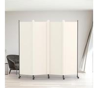 Kokorona 4 Panel Room Divider, 6FT Tall Rolling Privacy Screen with Lockable Wheels, Folding Wall Dividers Portable Room Divider for Room Separation, Included - Cover Strips, Beige, W 223.5 x H 178 cm