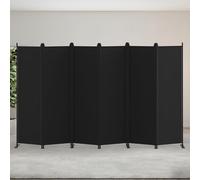 Kokorona 6 Panel Room Divider, 5.8FT Tall Folding Privacy Screen Wall Dividers, Portable Privacy Screen Freestanding Room Divider for Room Separation, Included-Cover Strips, Black, W 329 x H 176 cm