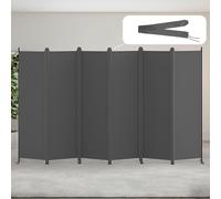 Kokorona 6 Panel Room Divider, 5.8FT Tall Folding Privacy Screen Wall Dividers, Portable Privacy Screen Freestanding Room Divider for Room Separation, Included-Cover Strips, Grey, W 335 x H 176 cm