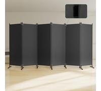 Kokorona 6 Panel Room Divider, 5.8FT Tall Folding Privacy Screen Wall Dividers with Light Blocking, Freestanding Partition for Room Separation, Portable Room Divider, W 370 x H 178 cm, Grey