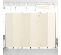 Kokorona 6 Panel Room Divider, 6FT Tall Folding Privacy Screen Wall Dividers, Portable Privacy Screen Freestanding Room Divider for Room Separation, Included-Cover Strips, Beige, W 305 x H 183 cm