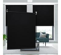 Kokorona Blackout Roller Blinds, Thermal Roller Blinds Window Shades for Bedroom Office, Room Darkening Privacy Roller Blinds with UV Protection Waterproof Fabric, 107cm Wide×183cm Drop, Black