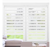 Kokorona Day and Night Blinds Zebra Roller Blinds for Windows, Dual Layer Fabric Zebra Blinds for Doors, Light Filtering Privacy Day Night Shades, 75cm Wide x 230cm Drop, White