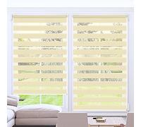 Kokorona Day and Night Blinds Zebra Roller Blinds for Windows, Dual Layer Fabric Zebra Blinds for Doors, Light Filtering Privacy Day Night Blinds, 100cm Wide x 230cm Drop, Beige
