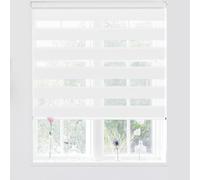 Kokorona Day and Night Zebra Roller Blinds, Dual Layer Fabric Zebra Window Blinds for Bedroom, Light Filtering Privacy Day Night Blinds, 75cm Wide x 150cm Length, White