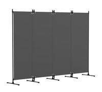 Kokorona Folding Room Divider 4 Panel, Portable Privacy Screen for Home Office, Partiton Wall Room Divider for Room Separation, Easy Installation, Grey, W 247 x H 178 cm