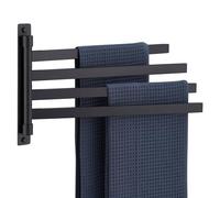 KOKOSIRI Bathroom Towel Bars Swivel Towel Rails Matte Black Swing Out Hand Towel Holder 4-Arm for Bath Kitchen Wall Stainless Steel B5007BK-A4