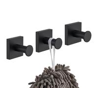 KOKOSIRI Black Hooks for Hanging Bath Towels Bathroom Shower Hook Holder Kitchen Bathroom Accessories Wall Mounted Stainless Steel 3 Pack, B1016BK-P3